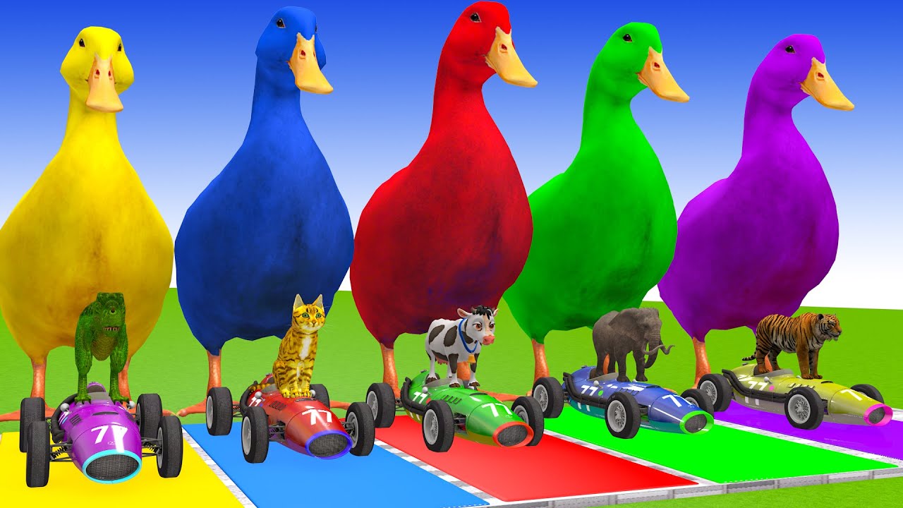 Long Slide Game With Cow Elephant Gorilla Hippopotamus Tiger 3d Animal Game Funny 3d Animals