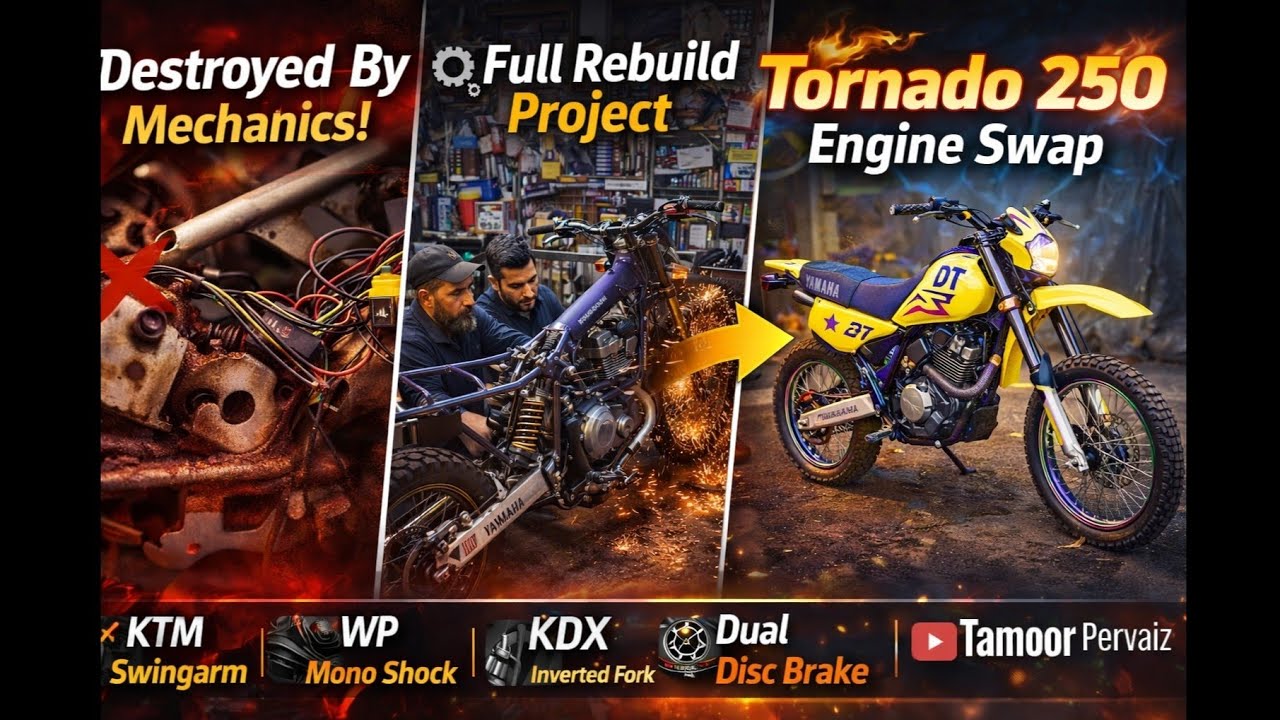 Destroyed Yamaha DT175 Rebuild | Tornado 250 Engine Swap Full Custom Project