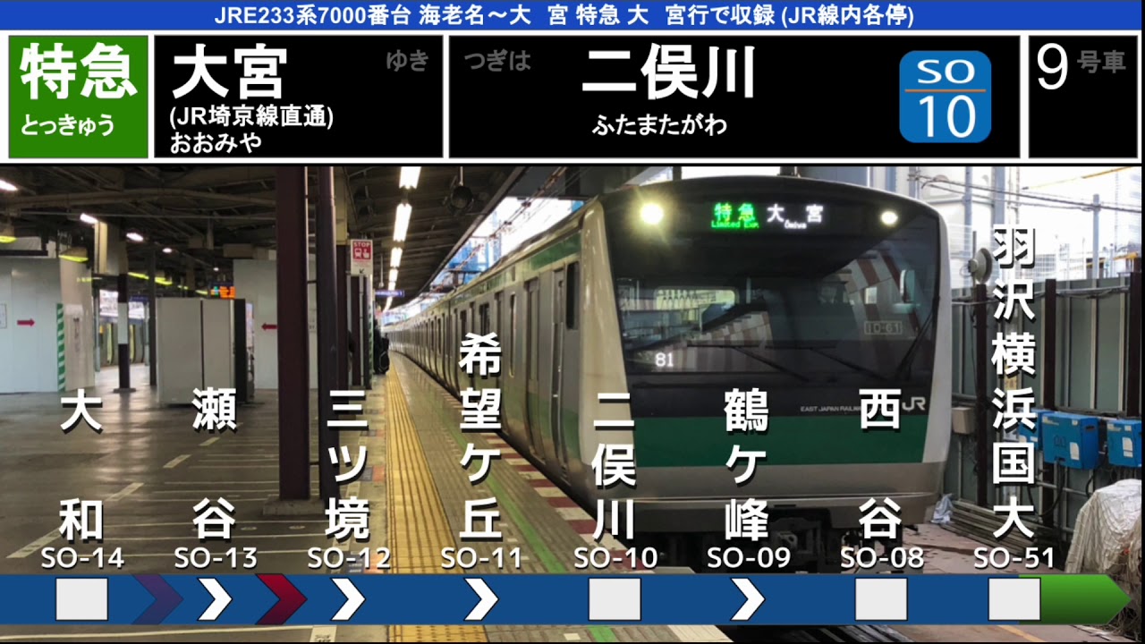 [全区間走行音] JR E233系7000番台ハエ131編成 海老名→大宮 相鉄線内特急大宮行で収録 三菱IGBT-VVVF