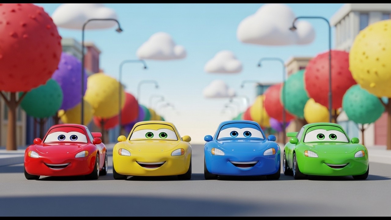 Quatro Carrinhos de Brinquedo Buzina, Bu | Rima de Carros e Sons para Crianças