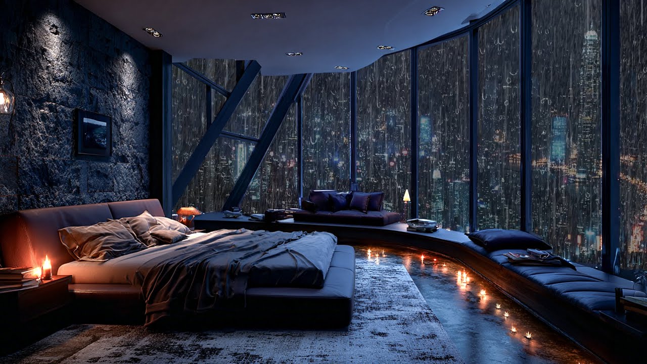 Quarto aconchegante com sons de chuva para dormir | Sono profundo, ru&iacute;do branco, sons da natureza