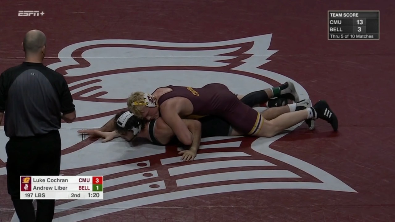 197lbs Luke Cochran (Central Michigan) vs Andrew Liber (Bellarmine)
