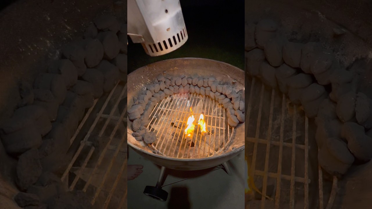 How to set up the snake method on the Weber Kettle #bbq #charcoal #weber #cook #snake ​⁠#recipe