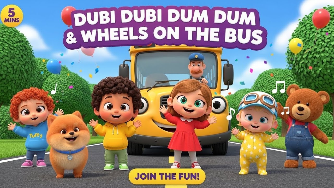 Dubi Dubi Dam Dam and Wheel on the Bus | Fun Nursery Rhymes & Baby Songs for Kids