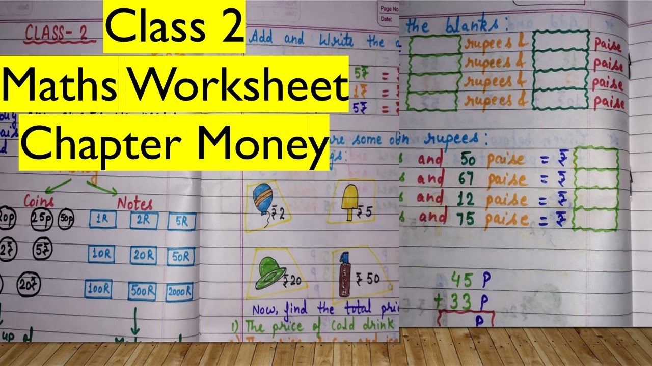 Money chapter for class 2 || Class 2 chapter money | Class 2 Maths Worksheet