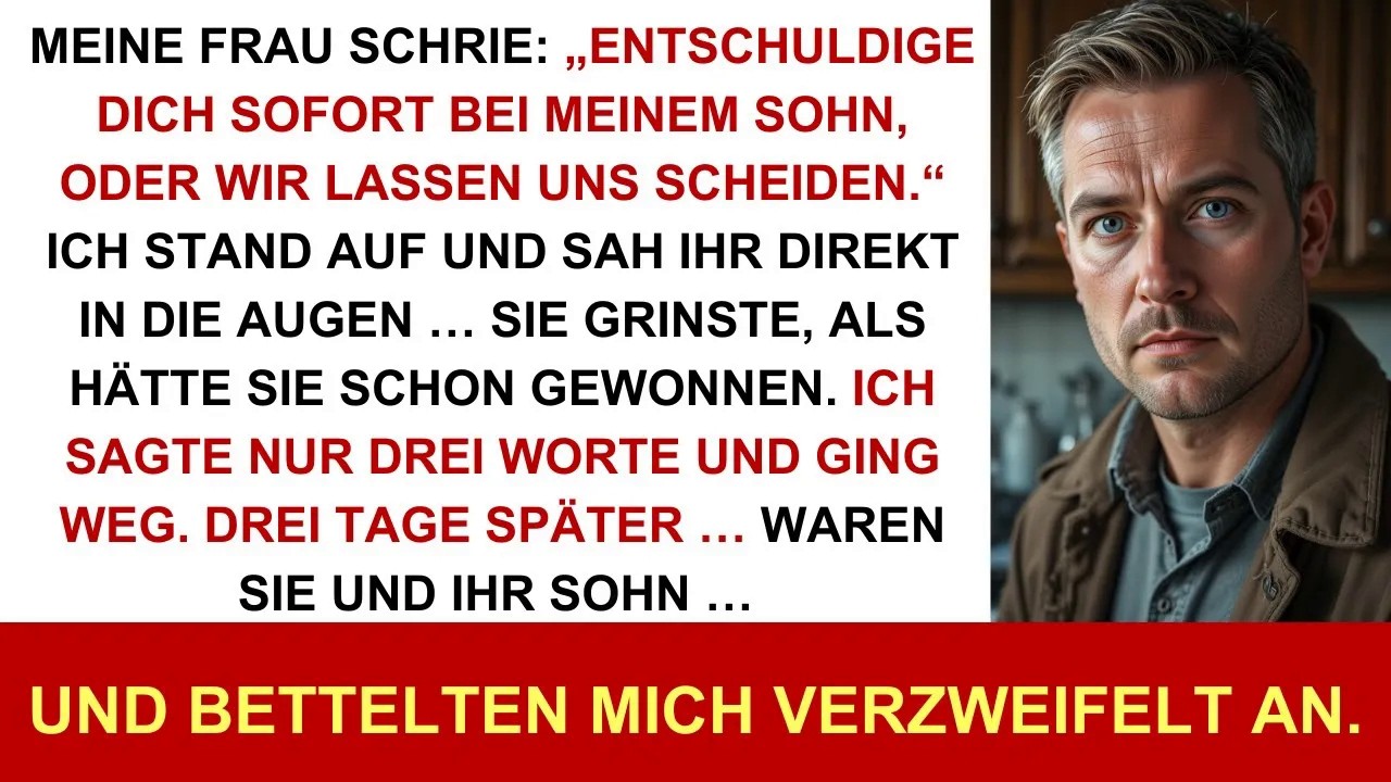 Meine Frau schrie： „Entschuldige dich beim Stiefsohn – oder Scheidung!“ 3 Worte… dann ging ich