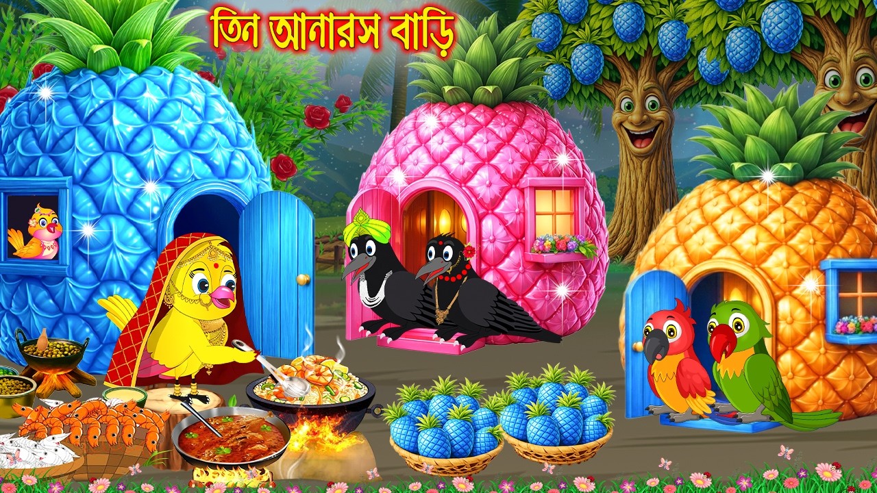 তিন আনারস বাড়ি | Tin Anaros Bari | Bangla Cartoon | Rupkothar golpo | Tuni Pakhir Golpo | Pakhi