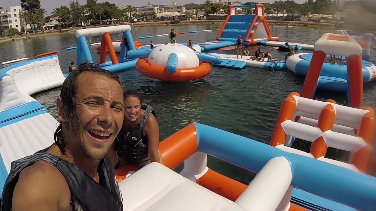 My wipeout Ibiza 2018. Fous rires, structures gonflables. Compilation watergames with Gopro cam