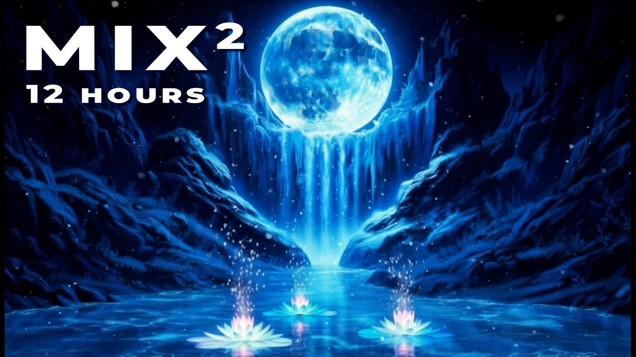 🌙 Celestial Waterfall Sleep Music • 12 Hours Bioluminescent Calm ✨