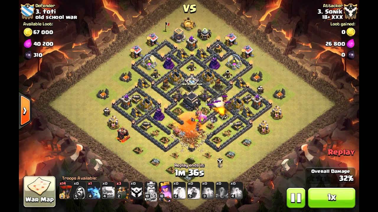 TH9 Shattered EQ GoLava 3 star attack ( vs popular Internetbase )