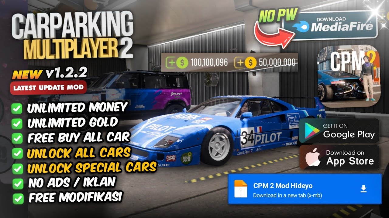 UPDATE 2025! Car Parking Multiplayer 2 Mod Apk v1.2.2 Mod Menu Unlimited Money Unlimited Fuel