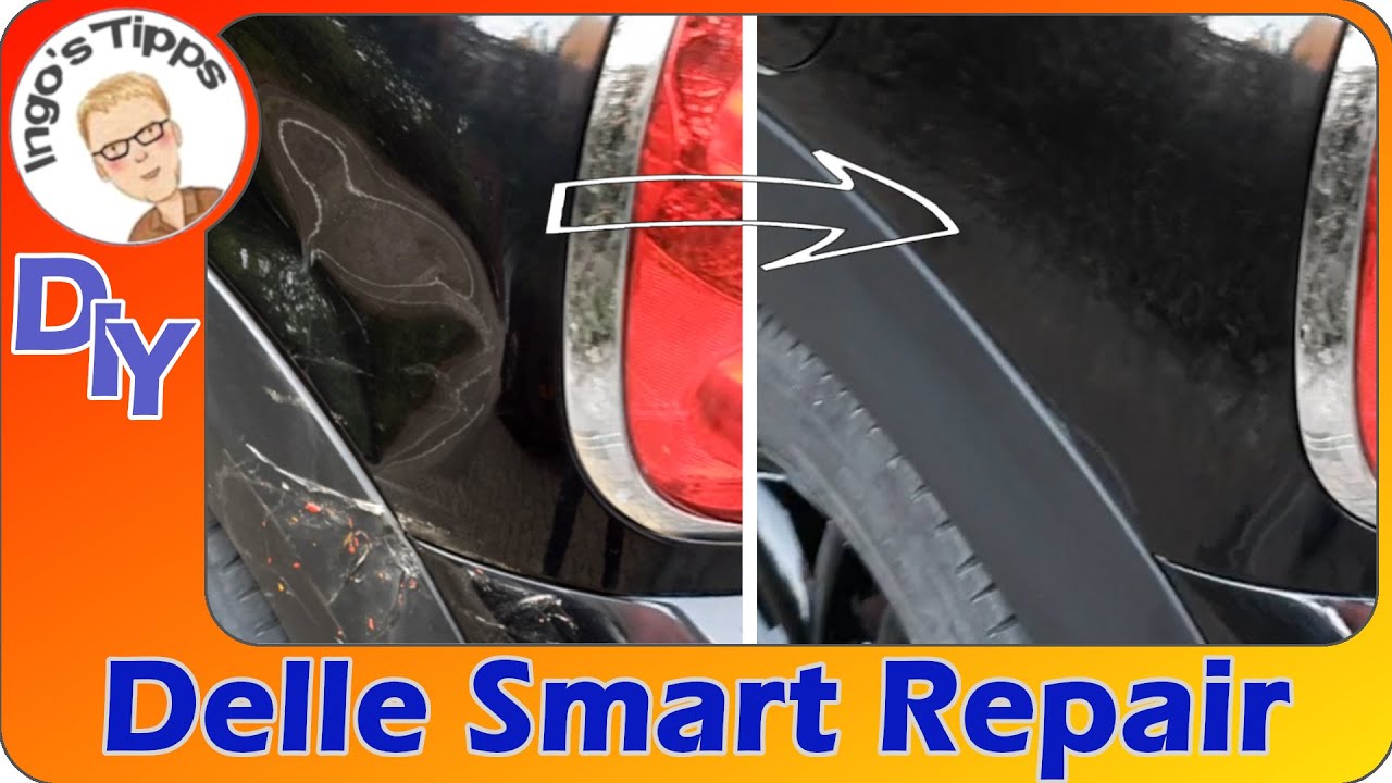 Delle (Beule) im Auto entfernen Smart Repair ausbeulen spachteln lackieren metallic komplett DIY