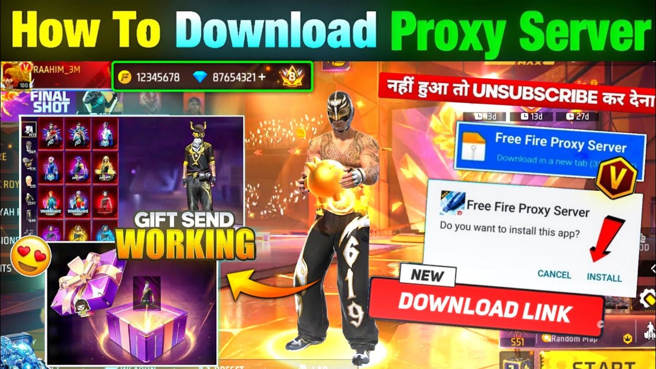 HOW TO DOWNLOAD PROXY SERVER IN FREE FIRE, HOW TO USE PROXY SERVER IN FREE FIRE, VIP PROXY SERVER
