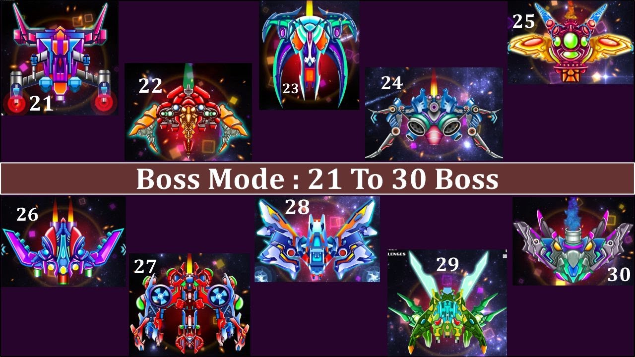 Galaxy Attack Alien Shooter | Boss Mode Level 21 To 30 | All Bosses | Zambario Gamers