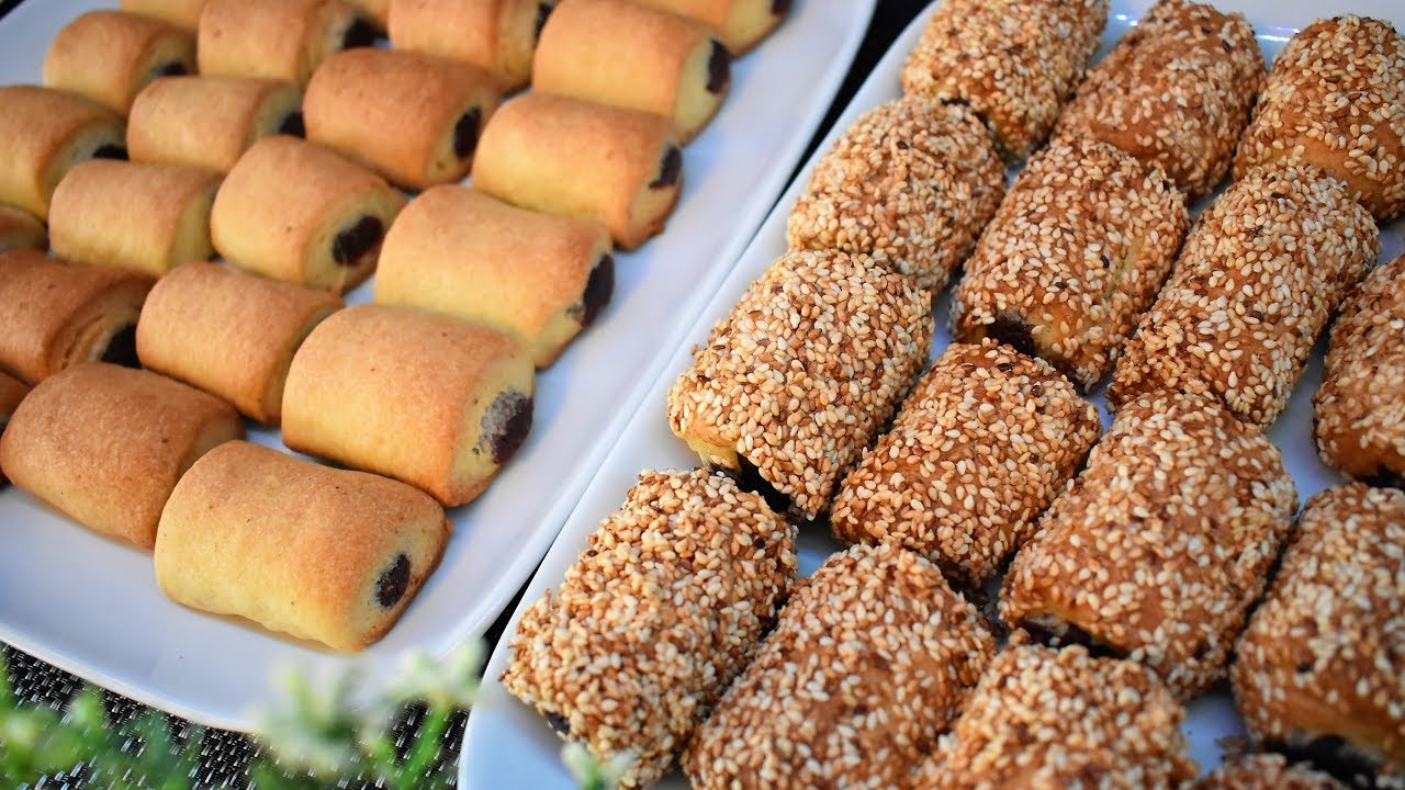 اصابع التمر الكليجة العراقيه بالسمسم وبدون. وصفه اكثر من رائعه العجينه بذوب بالفم