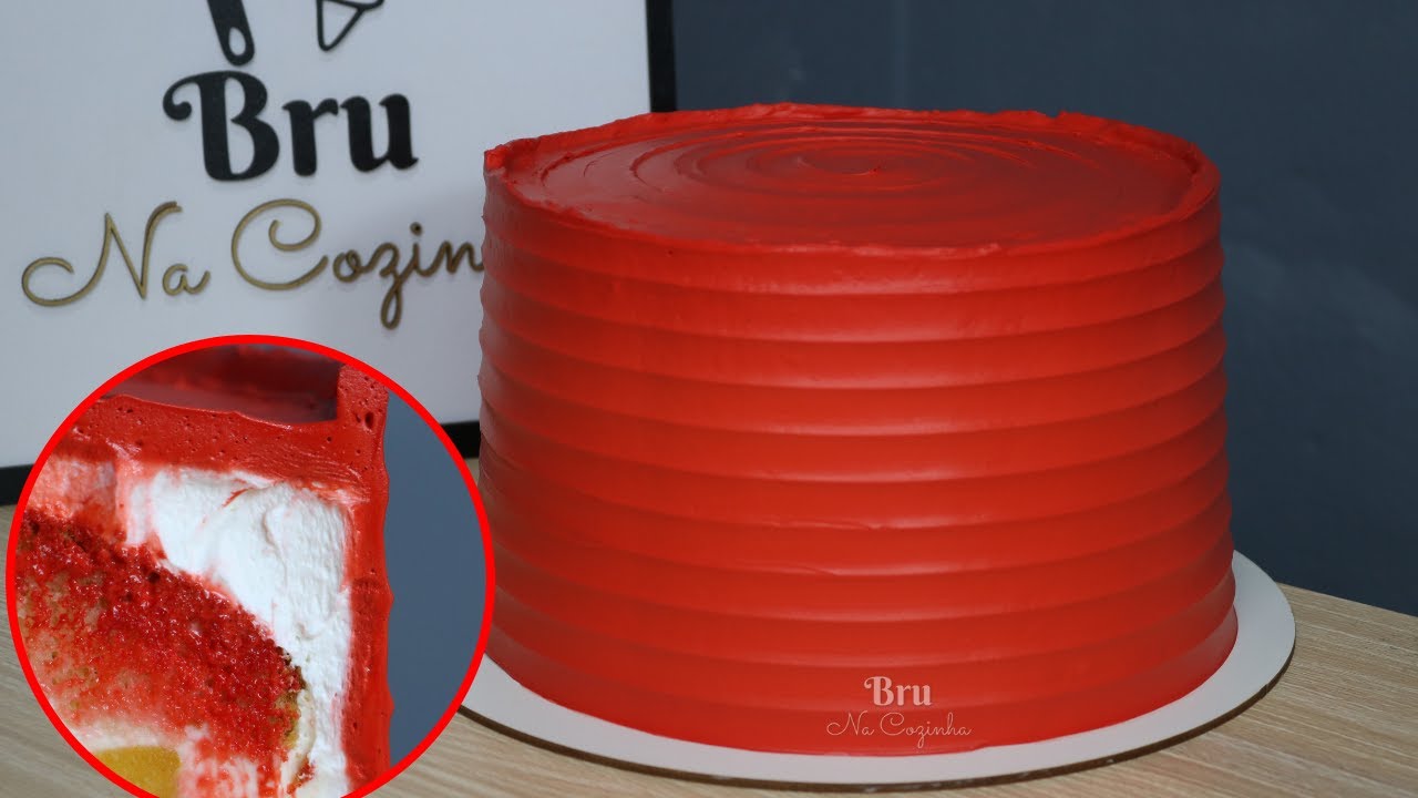 BOLO TODO VERMELHO - NOVA TÉCNICA PARA UM BOLO VERMELHO SEM USAR MUITO CORANTE | Bru na Cozinha |