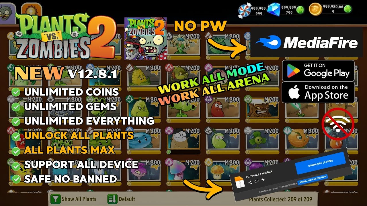 PVZ 2 Mod APK 2025 Unlimited Diamond & All Plants Max Level