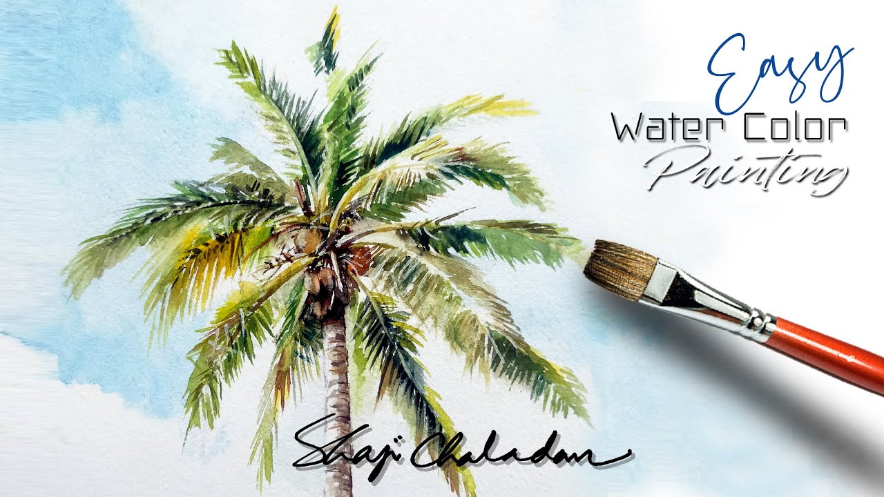 Palm Tree | Watercolor Painting | Primary colors only