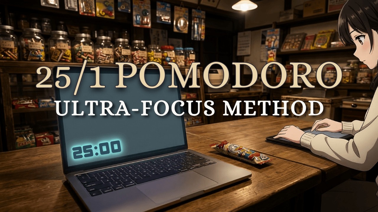 Study With Me 25 min Pomodoro - Nostalgic Lofi / Retro Dagashi Shop 🍬