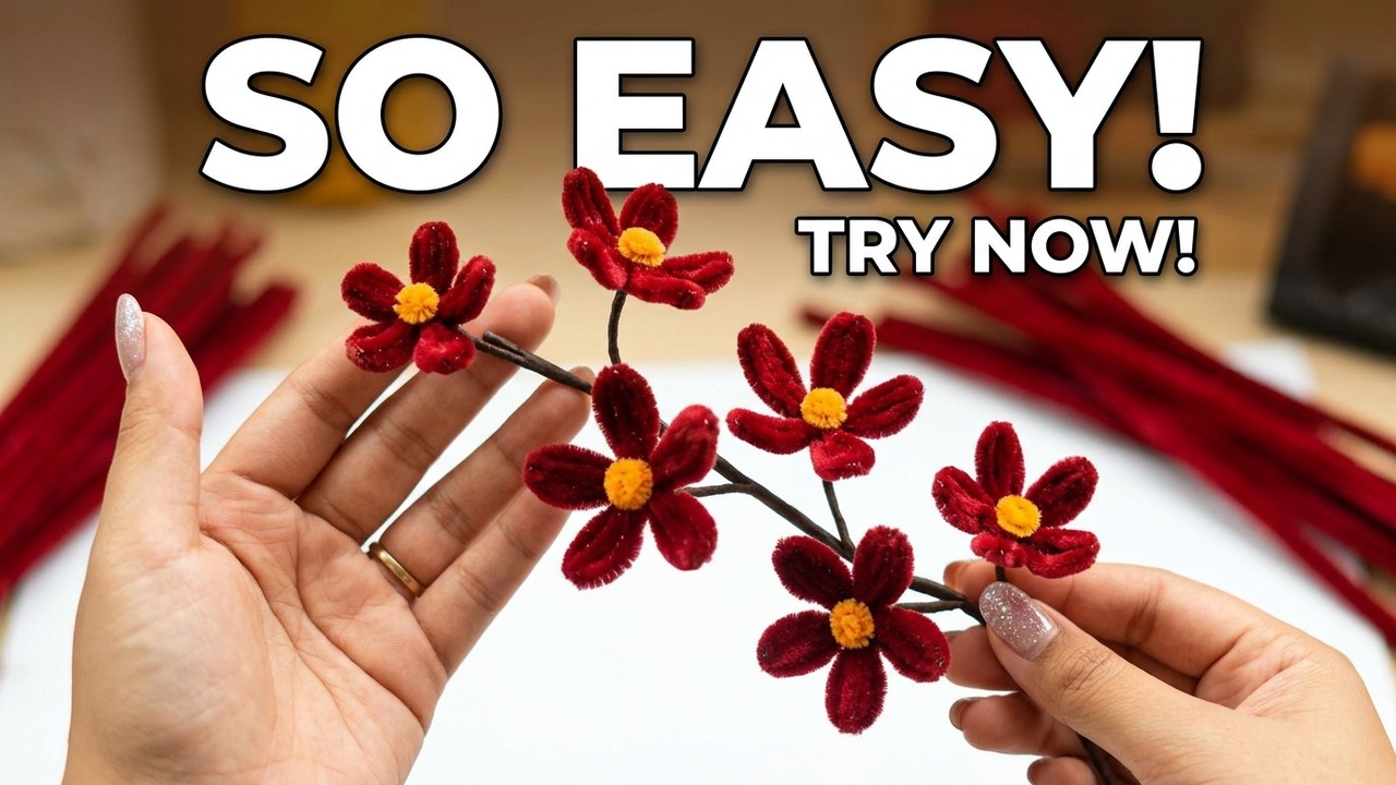 DIY Pipe Cleaner Flowers/ How To Make Easy Flower From Chenille Stems Pipe Cleaner/ Fuzzy Wire Craft