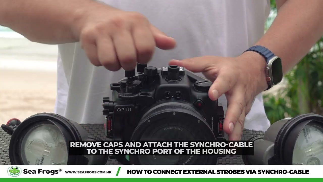 How to Connect External Strobes via Sync Cable to the SeaFrogs Water Housing.