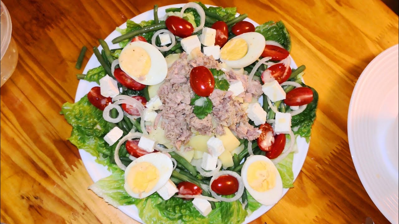 Recette 38: Salade nicoise 🥗/ سلطة نيسواز الغنية مع الصلصة احسن من المطاعم
