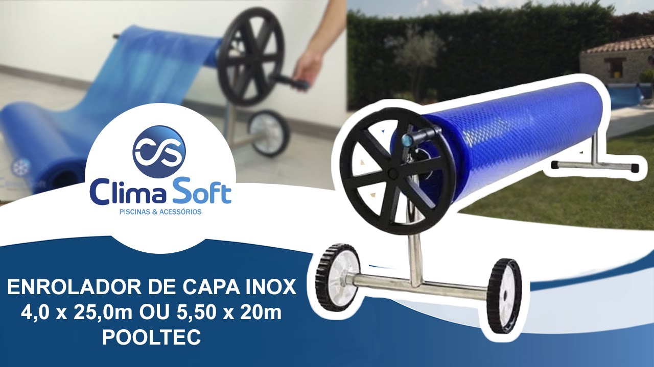 ENROLADOR DE CAPA MANTA TÉRMICA PARA PISCINAS DE VINIL, FIBRA E ALVENARIA - POOLTEC