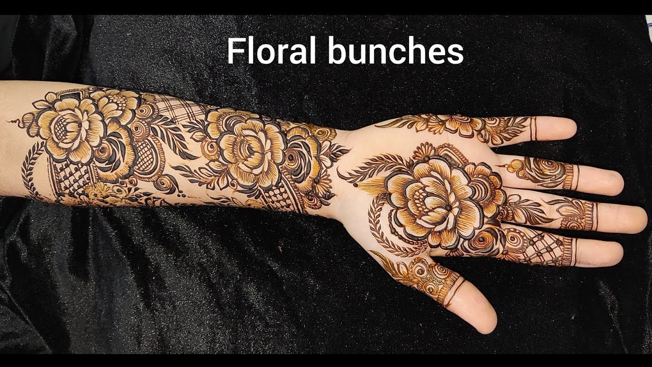 floral bunches design in trending patterns by saleha mehendi artist#henna #mehendi #trending #viral