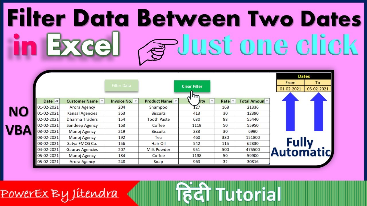 Filter Data Betweeen Two Dates in Excel | Fully Automated | No VBA