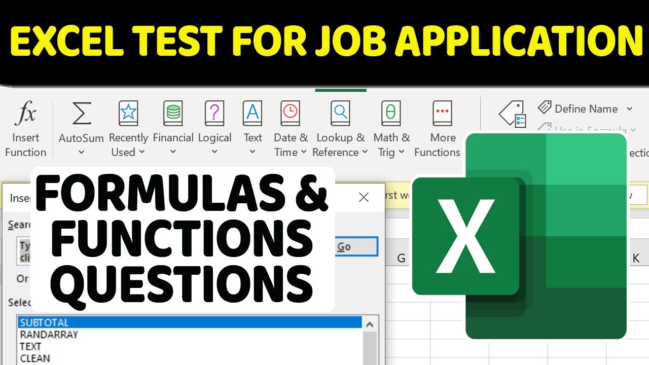 Excel Test for Job Application: Formulas And Functions Questions & Answers