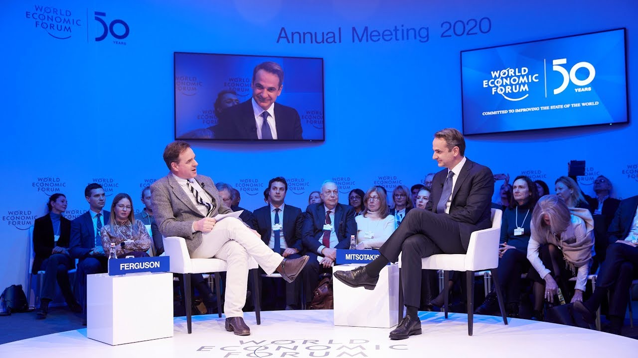 Conversation between Kyriakos Mitsotakis and Niall Ferguson during the World Economic Forum in Davos