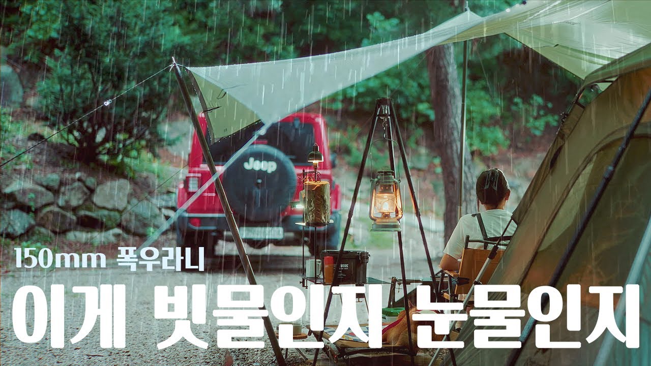 [SUB]생일캠은 원래 이런건가요? | 캠핑 | 빗소리 | 폭우캠핑 | 우중캠핑 | JEEP | Camping | 캠핑요리 | 캠핑룩 | 애견동반| 랭글러 | キャンピング | 柴犬