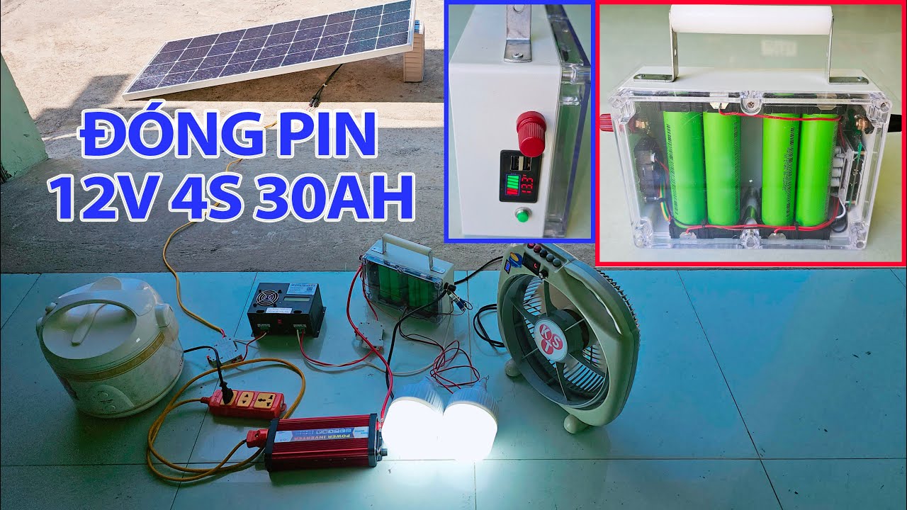 Đóng Pin 4S 12v 30A cho lưu trữ điện mặt trời mini, Pin 14,6v rv mobihome, dùng 8 cell 32140
