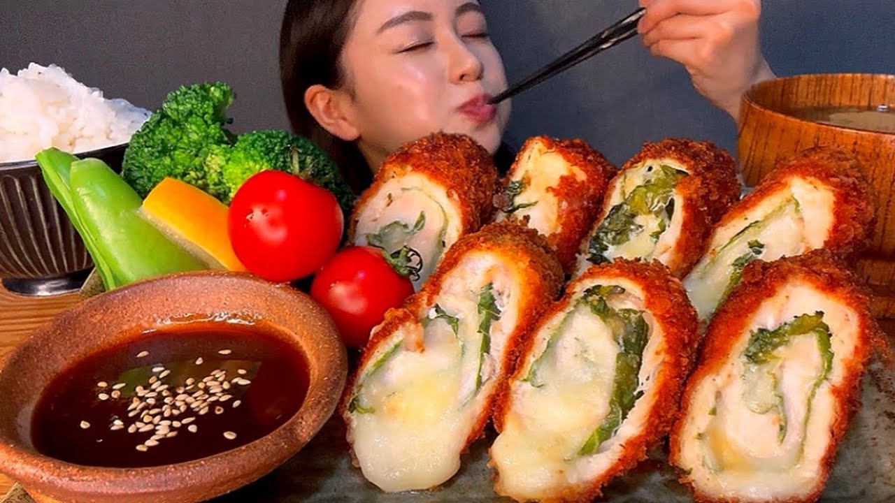 【ASMR】ささみ大葉チーズフライ定食 [EatingSounds モッパン 咀嚼音 먹방］