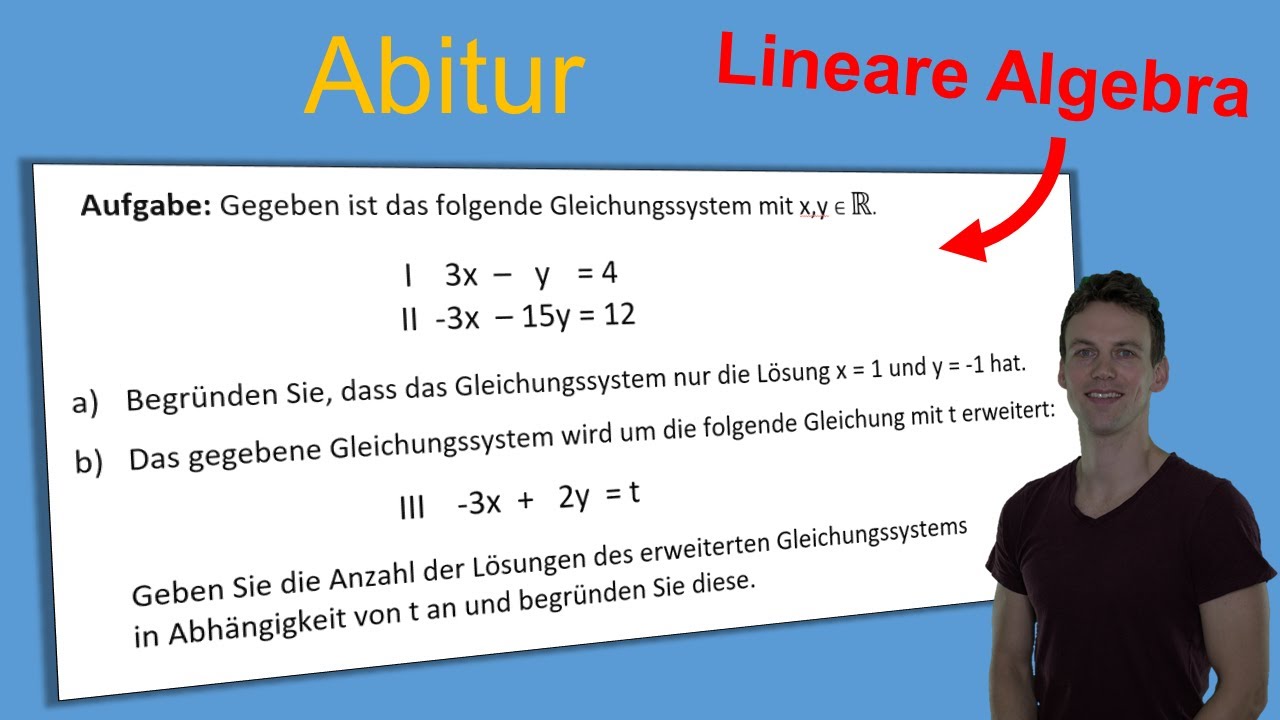 Lineare Algebra - Abituraufgabe, grundlegendes Niveau | Abitur 2024, Gleichungssystem, Gleichungen