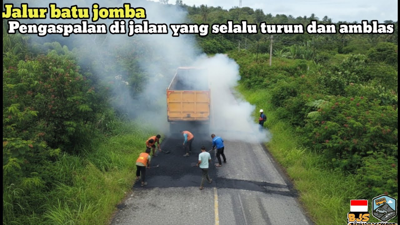 Jalur batu jomba‼️Pengaspalan di jalan yang sering turun dan amblas