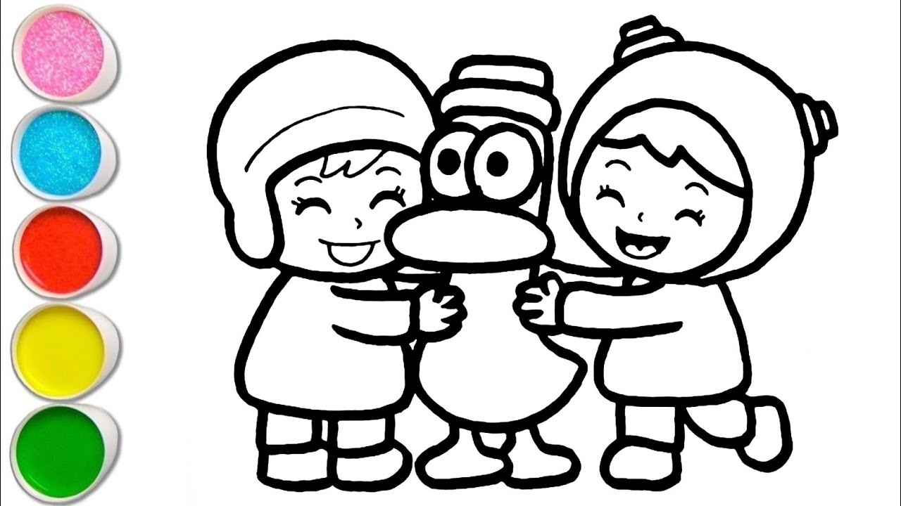 Cute Nina and Friend Playing with Pato Drawing, Painting and Coloring For Kids and Toddlers_Kids Art