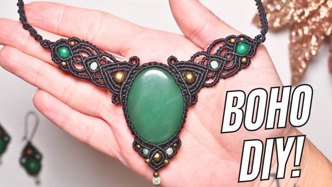 How to Make a Cabochon Macrame Necklace 💎 Step by Step Jewelry Design Tutorial