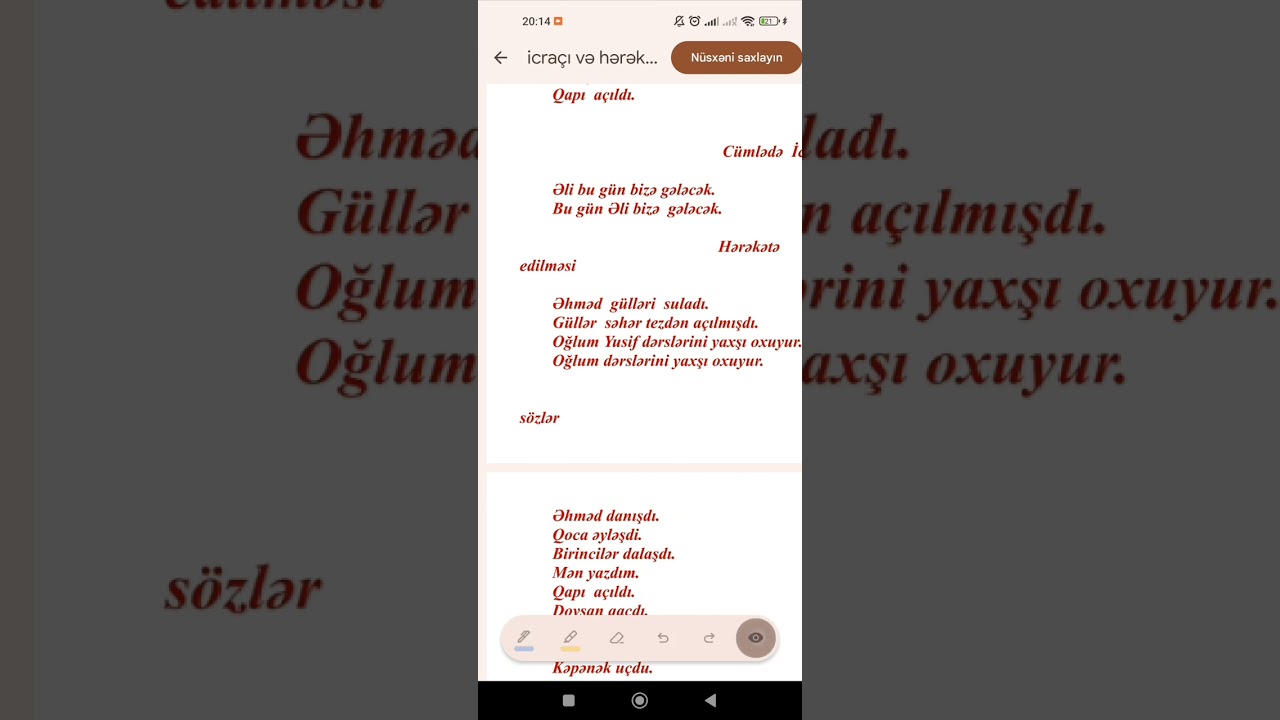 2 - ci sinif Azərbaycan dili icraçı və hərəkət