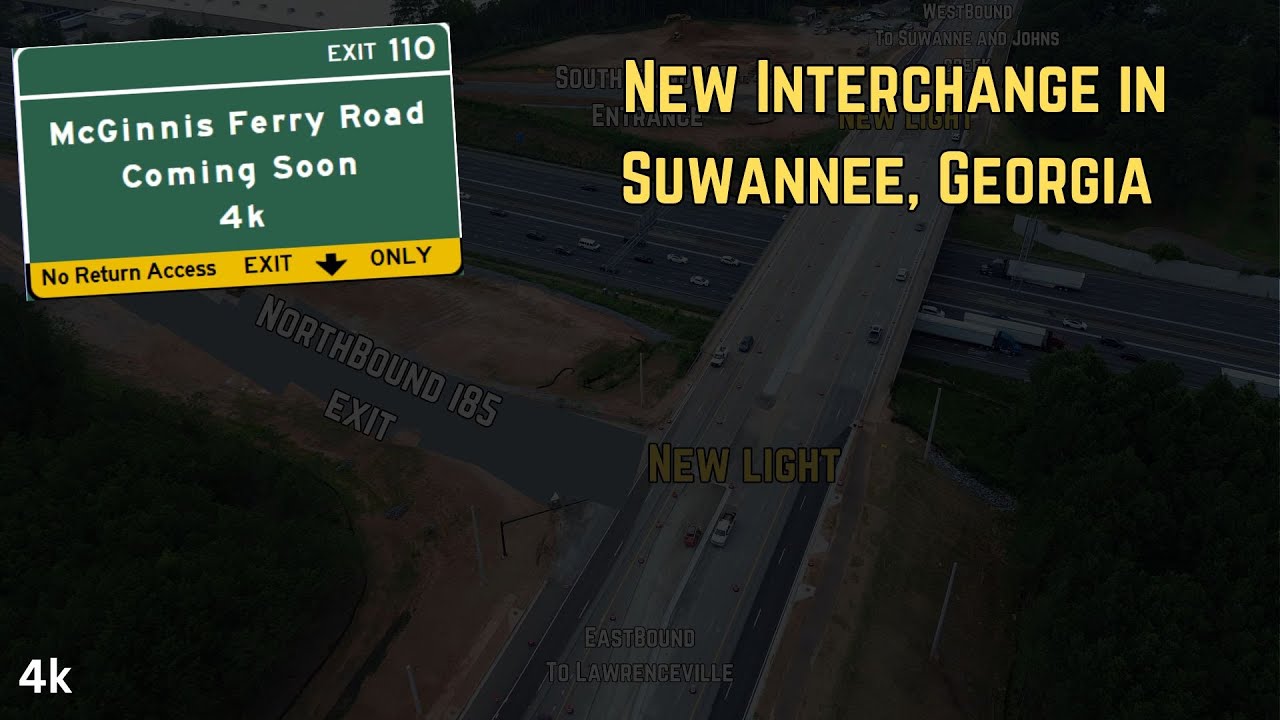 New interchange at McGinnis Ferry Road | Drone flyover (4k)
