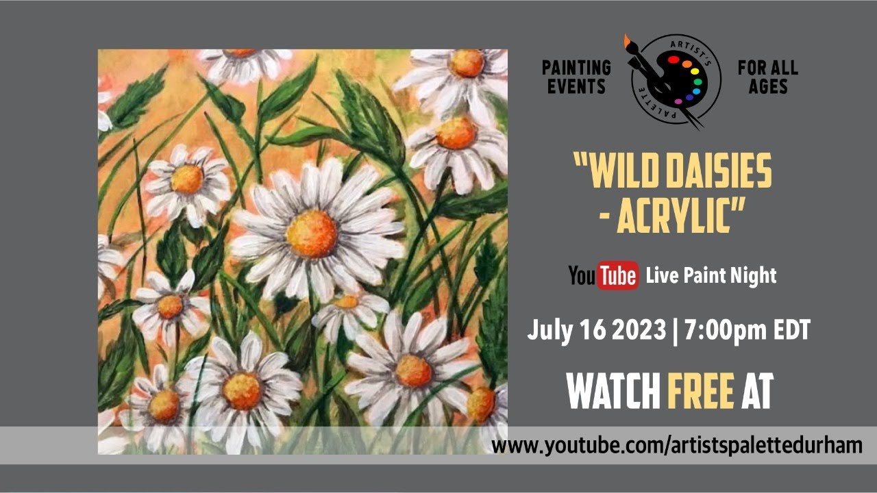 Wild Daisies - Acrylic | Live Painting Tutorial - Learn to paint from home step-by-step