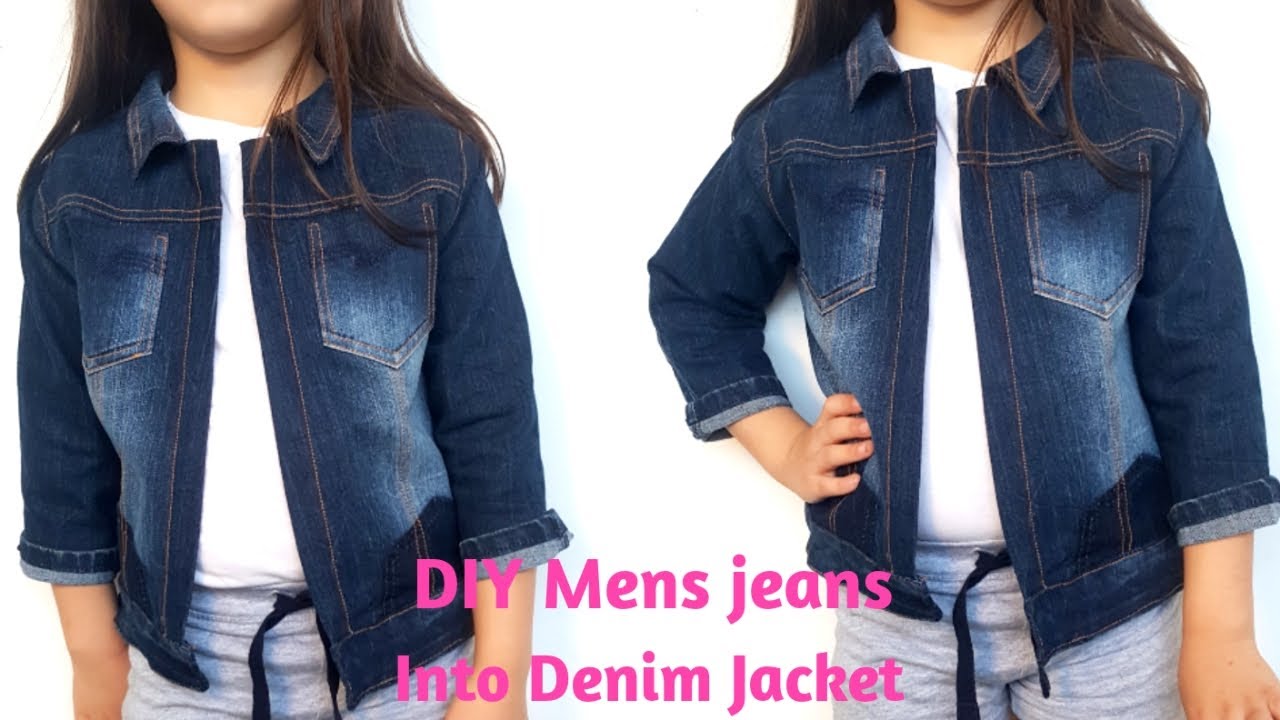 DIY men's old jeans into jacket / Recycle / Reuse old jeans to denim jacket / old jeans diy ideas