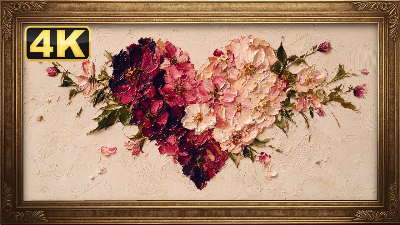 Valentine’s Love in Bloom • Floral Heart • Frame TV Art 4K