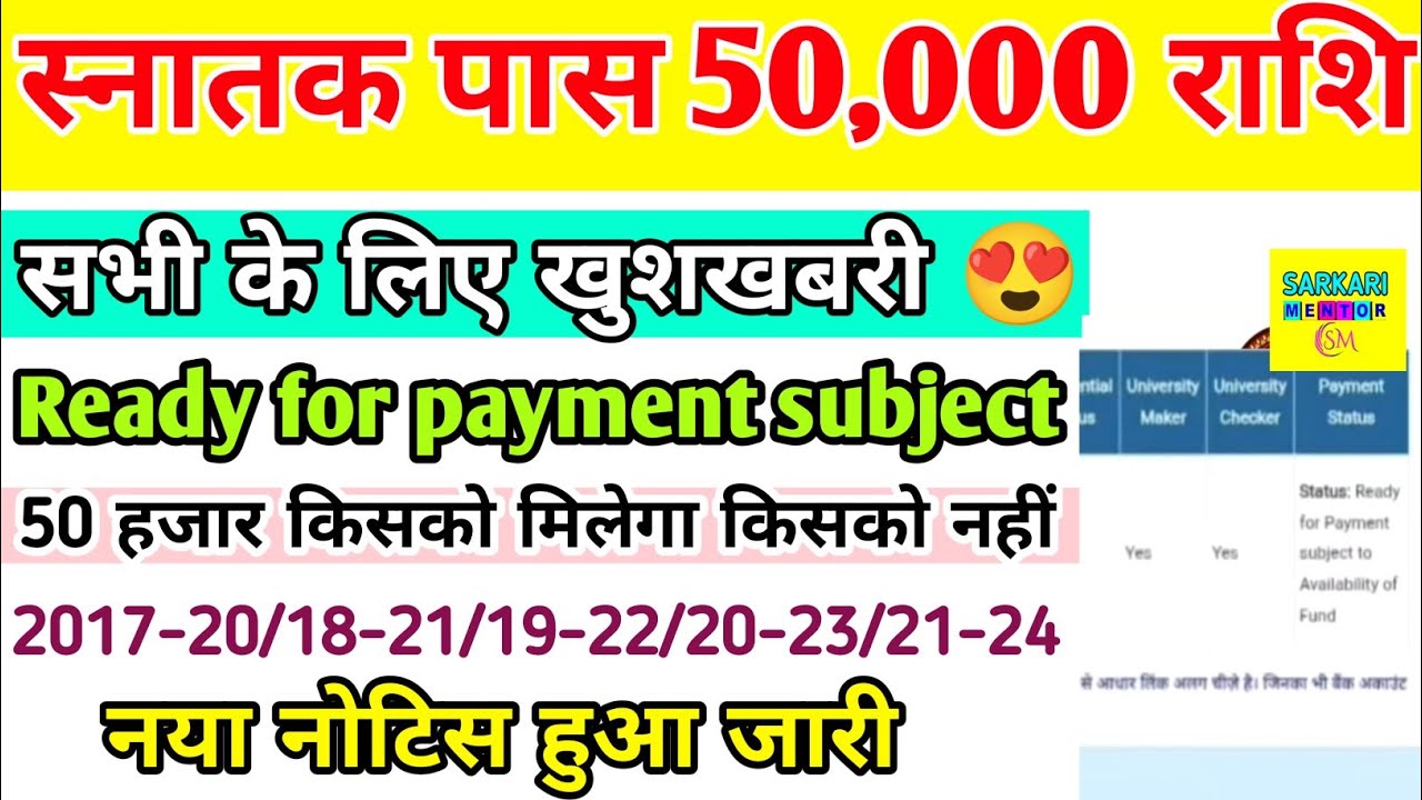 Mukhyamantri Kanya Utthan Yojana 50,000 scholarship | New update | Ready for payment