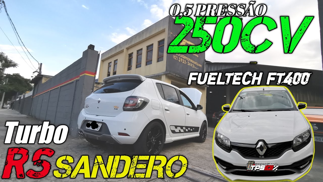 SANDERO RS TURBO 2.0 16v DE  250CV COM 0.5 DE PRESSÃO COM FT400 - MAIS UM FOGUETE SOLTO NAS RUAS