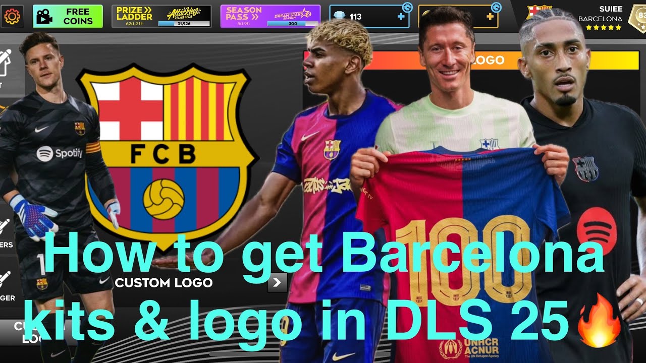 How to get Barcelona kit and logo in DLS 26 🔥 - Full Tutorial Easy Download #barcelona #dls26 #dls