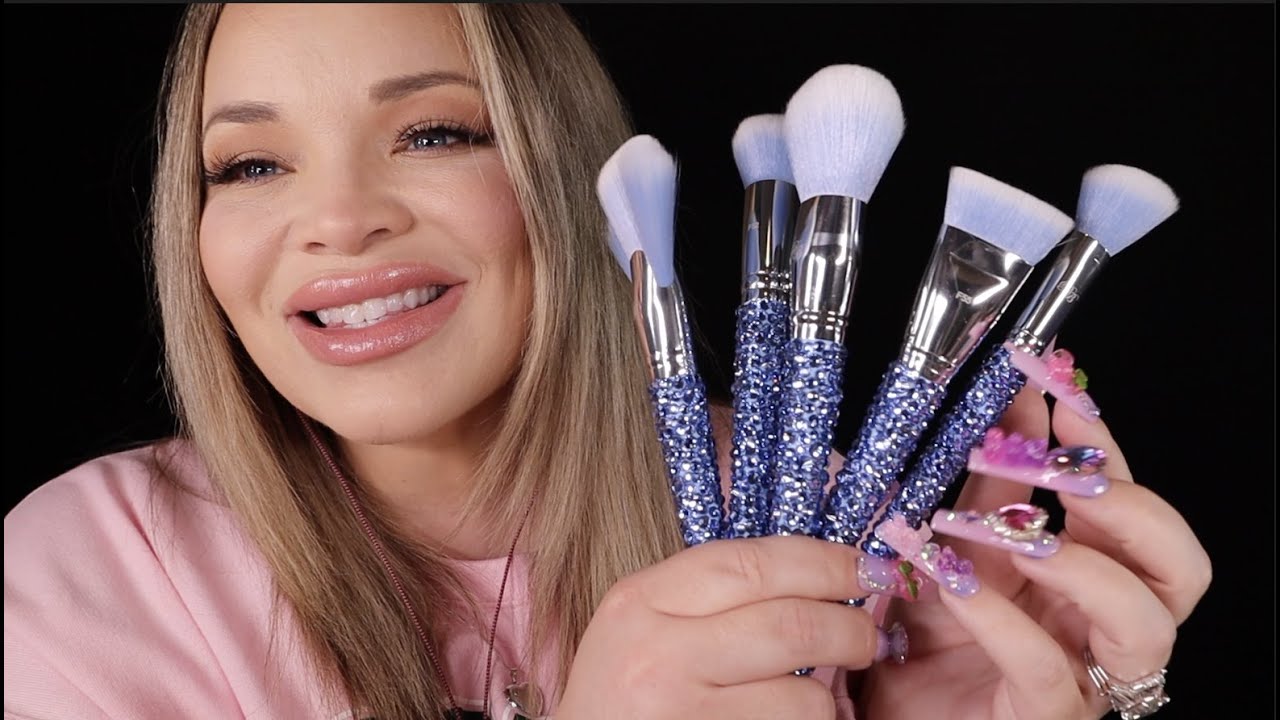 ASMR Unboxing New Bling Brushes (tapping + scratching) ~mic brushing~