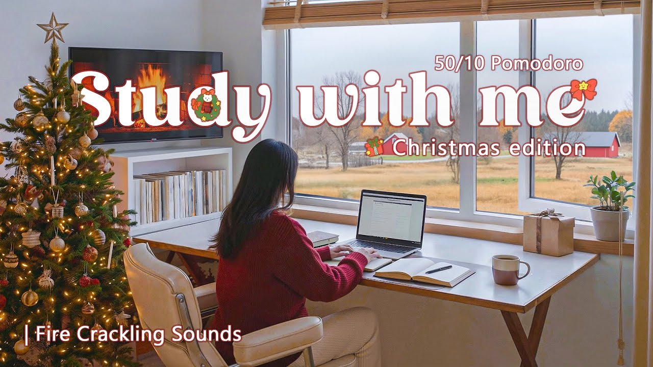 🎄4-HOUR STUDY WITH ME Christmas Edition 🎵 [Christmas Music ver.] 🎹 50/10 Pomodoro