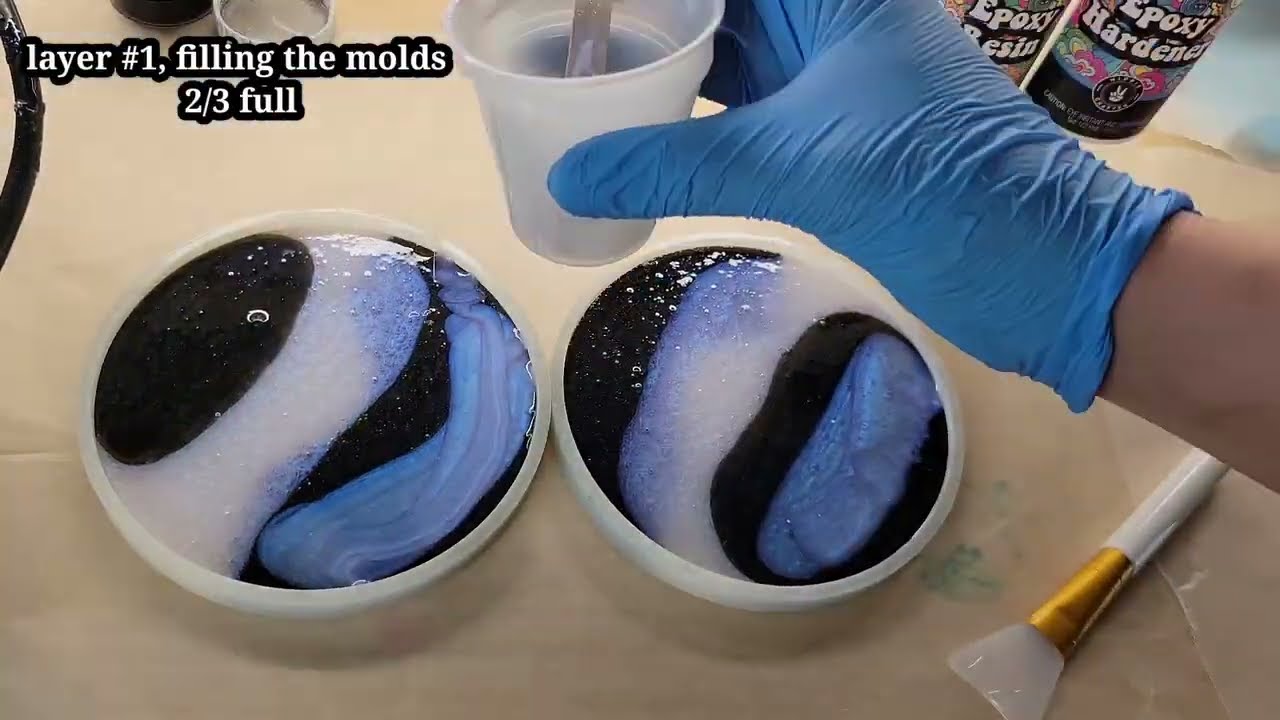 Fast demo resin coasters blue swirl coasters / how to make beautiful coasters easy technique