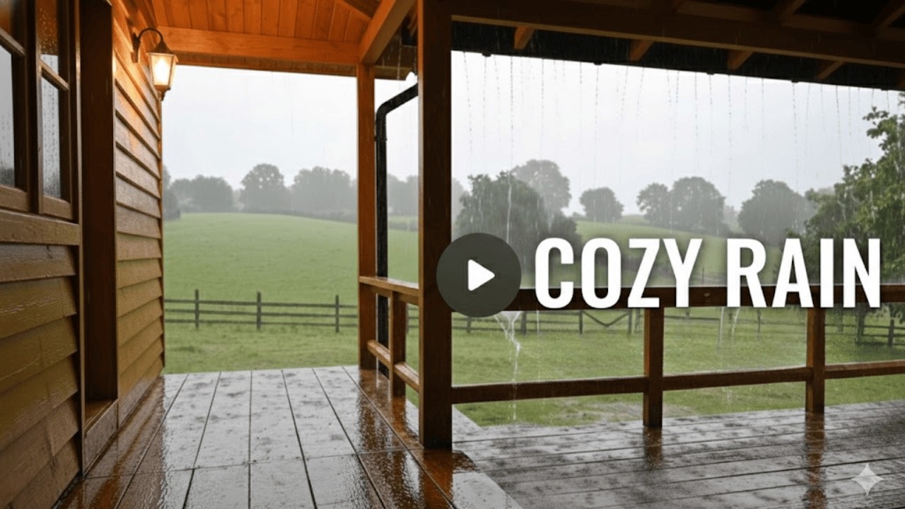 Cozy Rain on a Porch in Tampico | Heavy Rain Sounds for Sleeping & Relaxation (With Music)